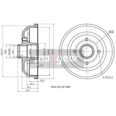 FÉKDOB OPEL HÁTSÓ CORSA C 00- ABSZ NÉLKÜL 200X36 986477265