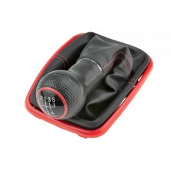 VÁLTÓGOMB + VÁLTÓGOMB VW BORA 1998-2005,GOLF IV 1998-2005/5 SEBESSÉGFOKOZAT,VÁLTÓGOMB RÖGZÍTŐ FURATA:12MM,FEKETE VÁLTÓGOMB PIROS