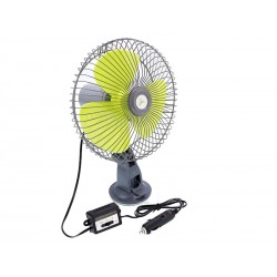 FORGÓ VENTILÁTOR 12V/21W, 20 CM ÁTMÉRŐ, TAPADÓKORONGOS RÖGZÍTÉS