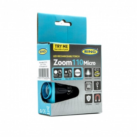 Zoom 110 Mikro LED Zseblámpa RIT1010 Töltési Funkcióval - Műhelylámpák RING