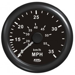 Fekete sebességmérő 35W 12/24V hajóhoz/jachthoz