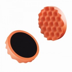 Profilozott polírozó szivacs, 150 mm átmérőjű, narancssárga, közepes, tépőzáras, Boll