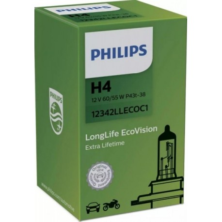 H4 izzó 12V/60/55W P43T-38 longlife ecovision 1db PHI12342LLECOC1