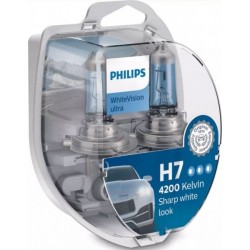 H7 izzó 12V/55W PX26D +60% 2db+2db W5W Philips WhiteVision Ultra 4200K PHI12972WVUSM