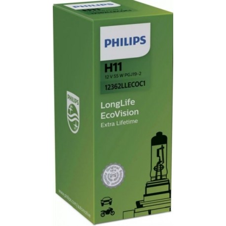 H11 12v/55w pgj19-2 hosszú élettartamú ecovision izzó pgj19-2 1 db PHI12362LLECOC1