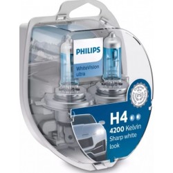 H4 izzó 12V/60/55W P43t-38 +60 2db+2db W5W Philips WhiteVision Ultra 4200K PHI12342WVUSM