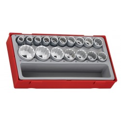17 darabos tizenkétpontos dugókulcs készlet 1/2 colos négyszögletű befogással, Teng Tools TT1217 TT1217