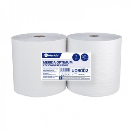 Optimum fehér papírtörlő, átmérő 29 cm, hossz 400 m, két rétegű, 2 darabos csomag