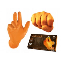 Védő nitril kesztyűk Grippaz 246 narancssárga (50 db) 240 mm 8,0 g méret M