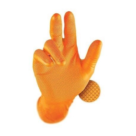 Védő nitril kesztyűk Grippaz 246 narancssárga (50 db) 240 mm 8,0 g méret L