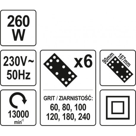 Rezgőcsiszoló 260W YT82230