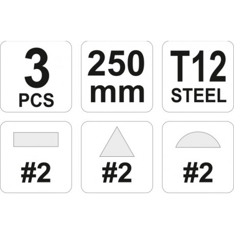 Fémreszelő készlet, 250 mm, 3 db YT-6237
