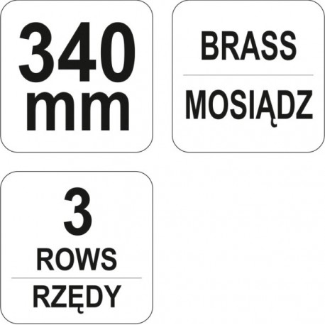 Sárgaréz drótkefe, 3 soros, műanyag nyéllel YT-6341