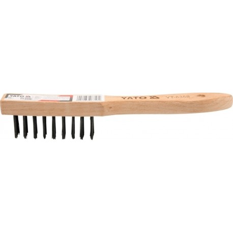 Drótkefe, acél drót, 6 sor, fa nyéllel YT-6360