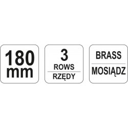 Sárgaréz drótkefe, 3 soros, műanyag nyéllel YT-6343