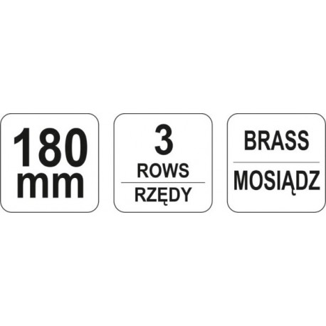 Sárgaréz drótkefe, 3 soros, műanyag nyéllel YT-6343