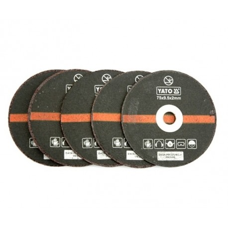 Fémvágó tárcsa 75x2x9,5 mm, 5 darabos készlet YT0994