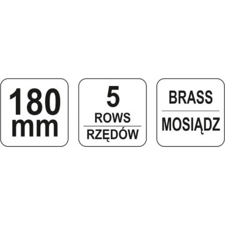 Sárgaréz drótkefe, 5 soros, műanyag fogantyú YT-6346