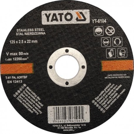 Rozsdamentes acél vágótárcsa 125x2,5x22mm YT-6104