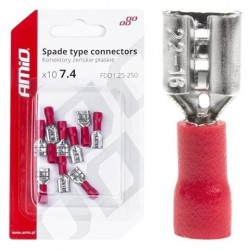 Női lapos csatlakozók / Spade típusú női csatlakozók 7,4 mm 0,5-1,5 mm² 10A 10 db