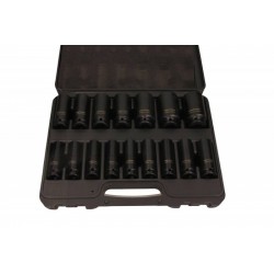 1/2 hüvelykes ütvecsavarozó dugókulcs készlet 10-32 mm - hosszú - 16 darab