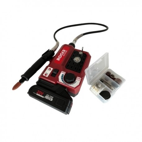 20V AQ-ONE Rugalmas Mini Csiszoló Univerzális Dremel 5-33 K, Készlet Tartozékokkal és 2 Ah Akkumulátorral