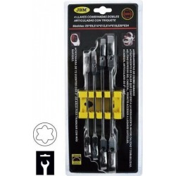 Torx csillagkulcs készlet E6-E24, csuklós racsnis, 4 darab