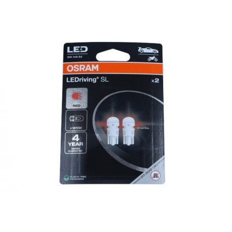 Ledriving SL W5W piros LED izzó (ECE nélküli) 2 db bliszter (öko)