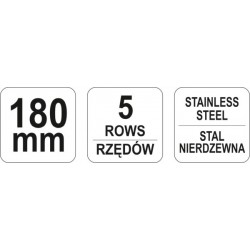 Rozsdamentes drótkefe, 5 soros kaparóval, műanyag nyéllel YT-6340